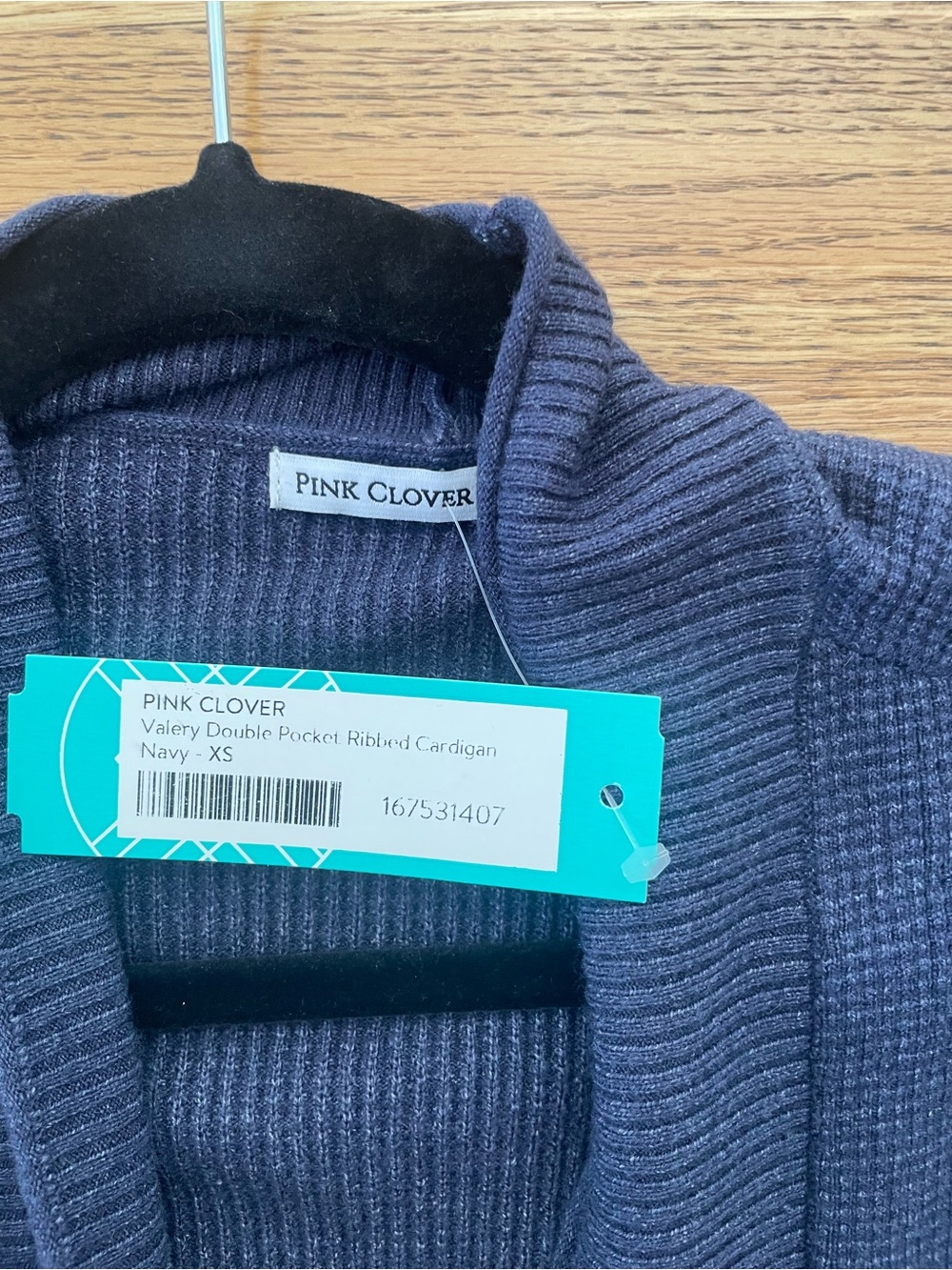 Pink Clover Navy Ribbed Cardigan New With Tags! XS